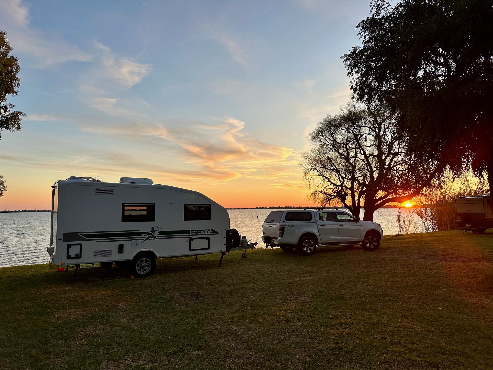 enjoying a sunset on a caravan holiday