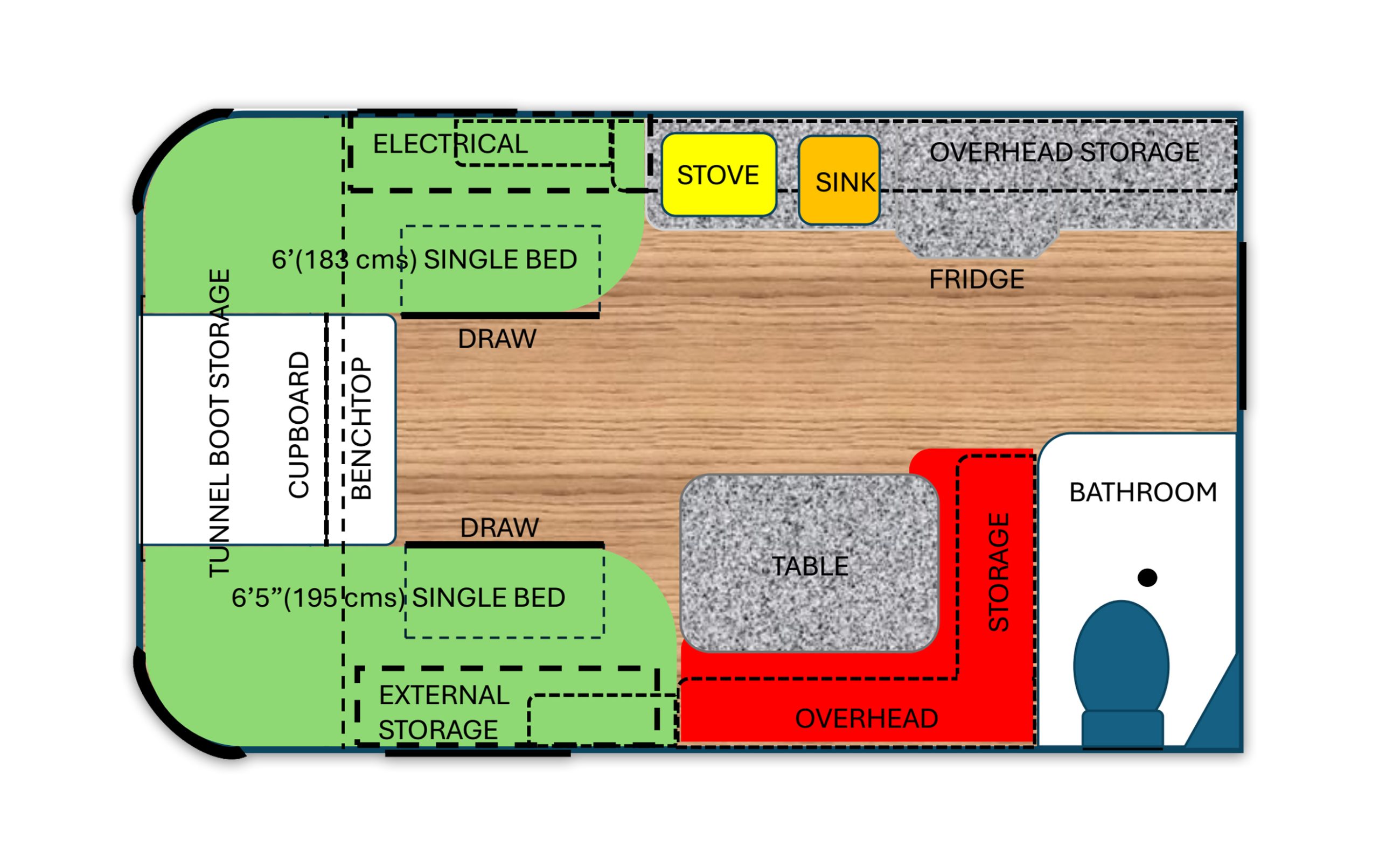 Centaur Caravans Freedom plus Layout picture - Single Bed